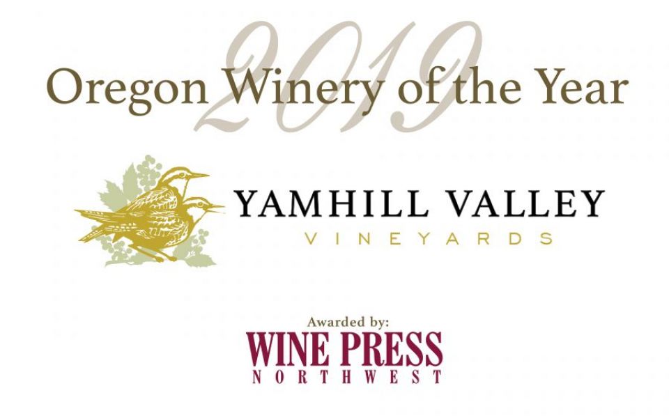 2019 Oregon Winery of the Year graphic with Yamhill Valley Vineyards logo and Wine Press Northwest logo.